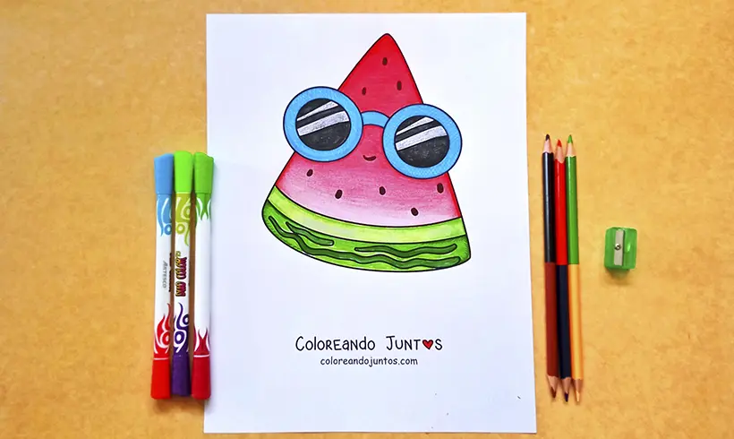 Drawing of a watermelon colored by Coloring Together