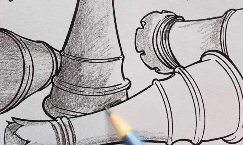 Step 2 to paint with graphite pencil