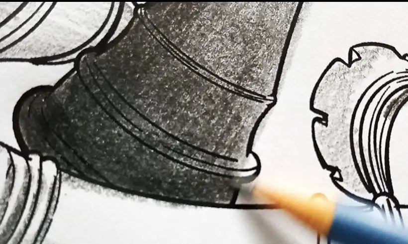Step 3 to paint with graphite pencil