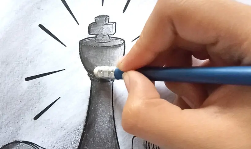 Step 5 to paint with graphite pencil