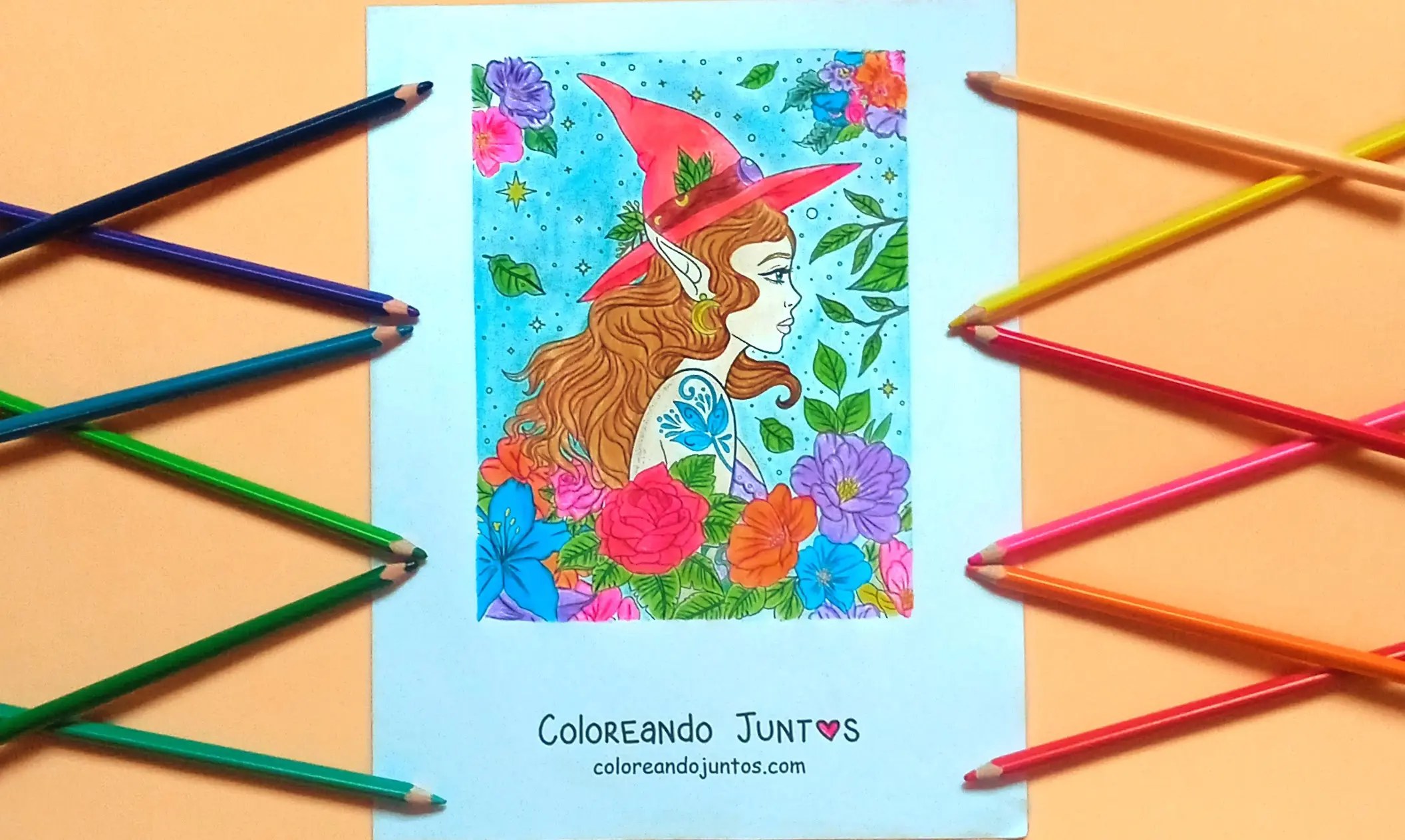 Drawing of an elf colored by Coloring Together