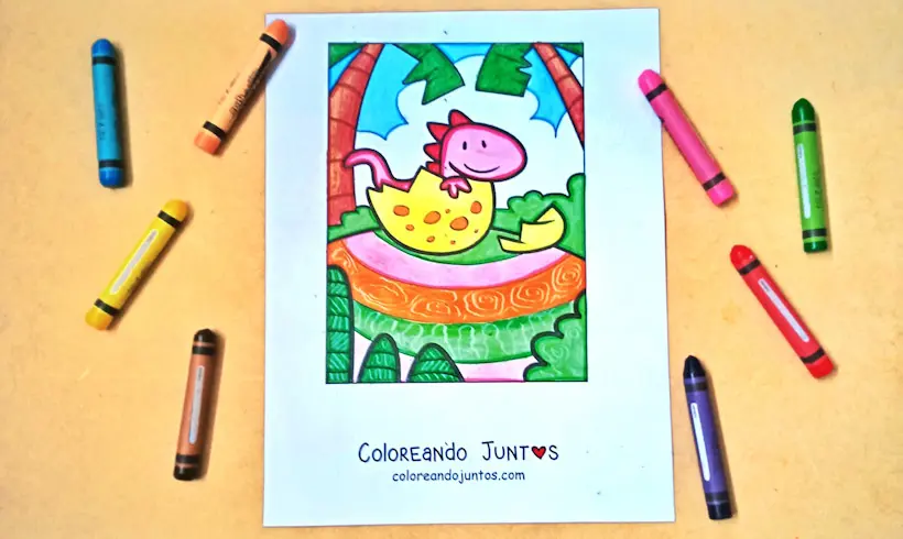 Drawing of a dinosaur egg colored by Coloring Together