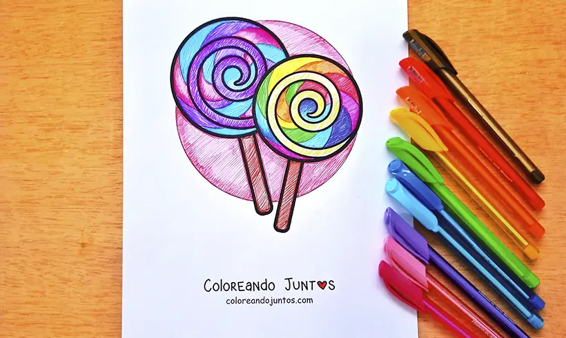 Lollipops drawing colored by Coloring Together