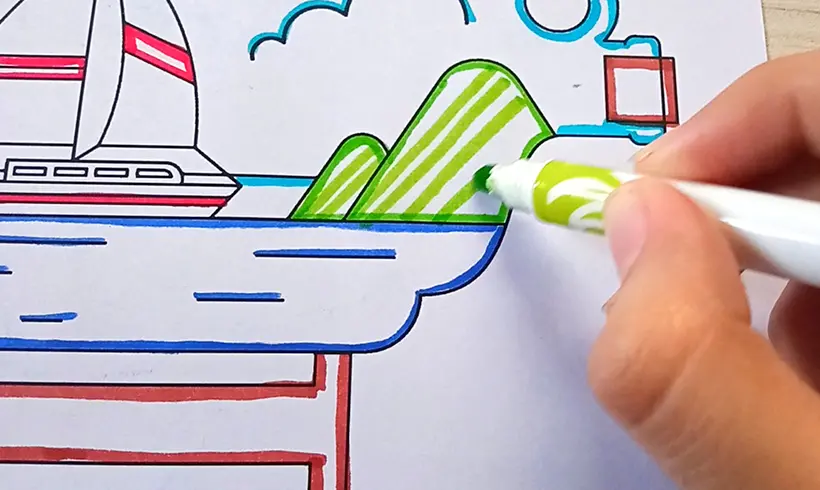 Step 1 to color with markers
