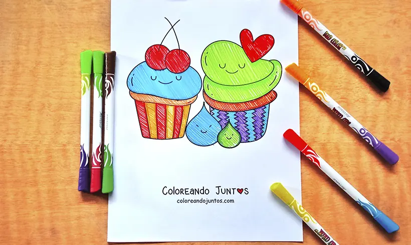 Cupcakes drawing colored by Coloring Together