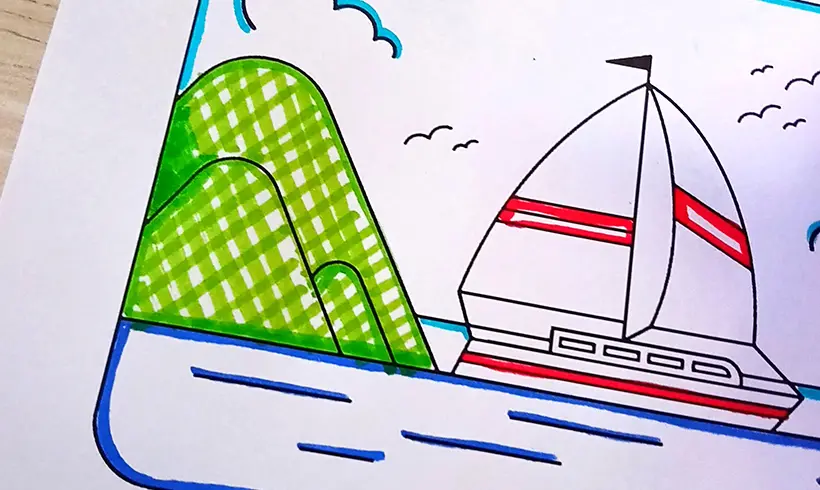 Step 2 to color with markers