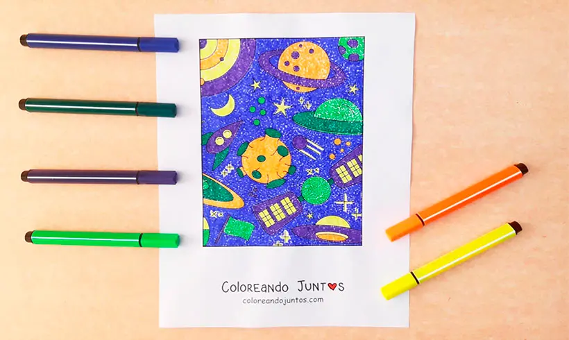 Satellite drawing colored by Coloring Together