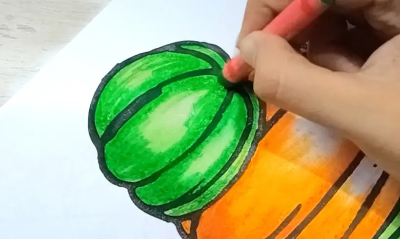 Step 4 for coloring with Oil Pastels