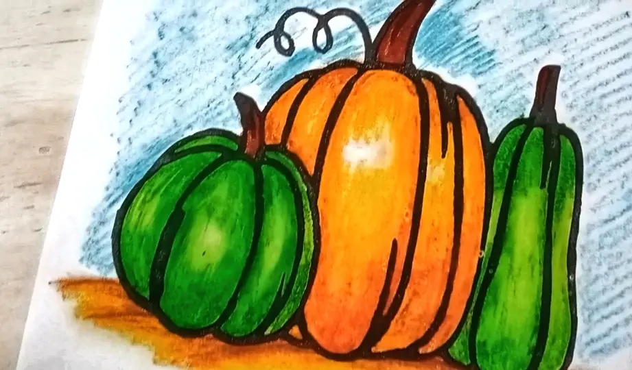 Step 5 for coloring with Oil Pastels