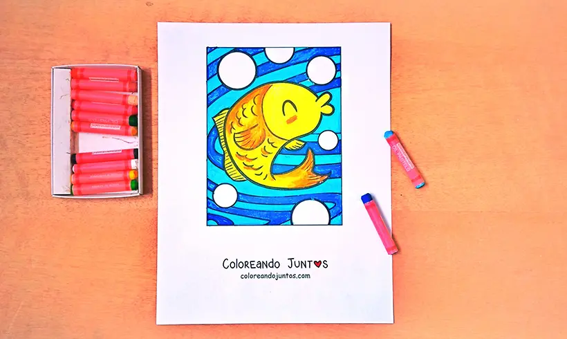 Drawing of a fish colored by Coloring Together
