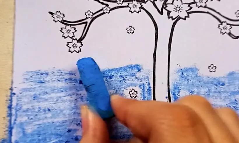 Step 2 to color with pastels and chalk