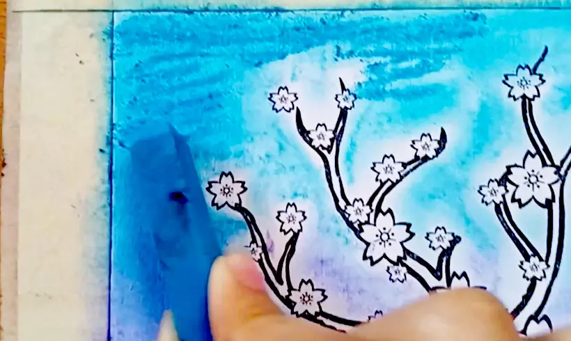 Step 4 to color with pastels and chalk