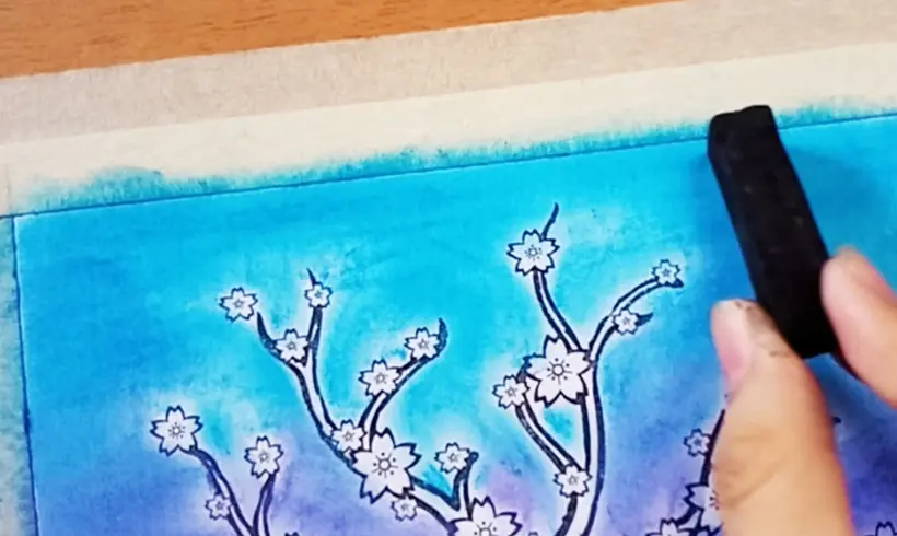 Step 5 to color with pastels and chalk