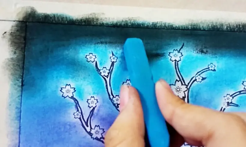 Step 6 to color with pastels and chalk