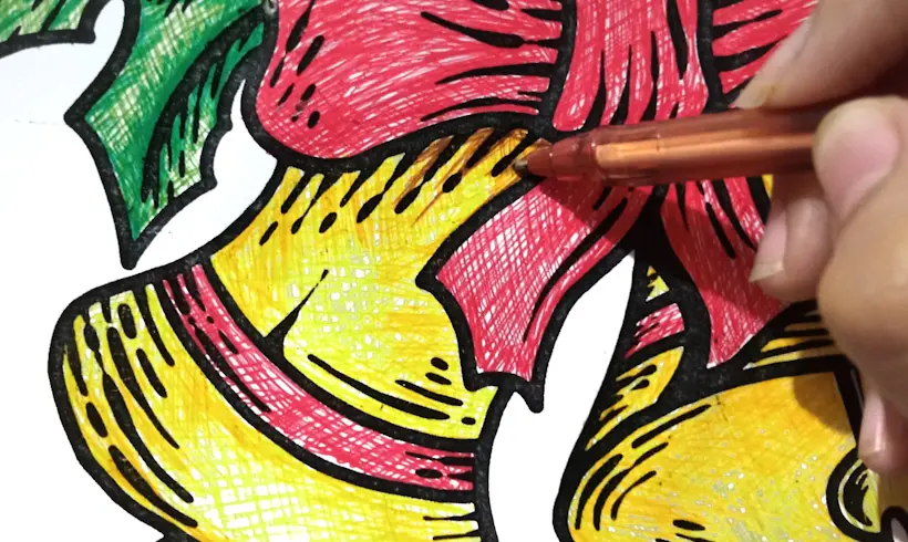 Step 3 to paint with pens
