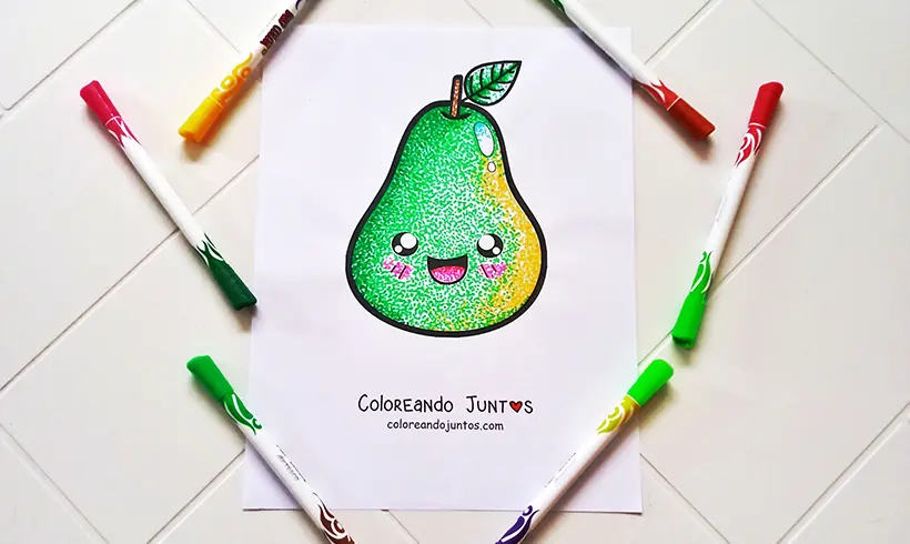 Drawing of a pear colored by Coloring Together