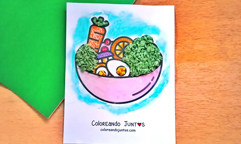 Drawing of a salad colored by Coloring Together