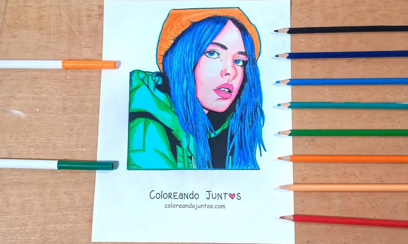 Drawing of Billie Eilish colored by Coloring Together
