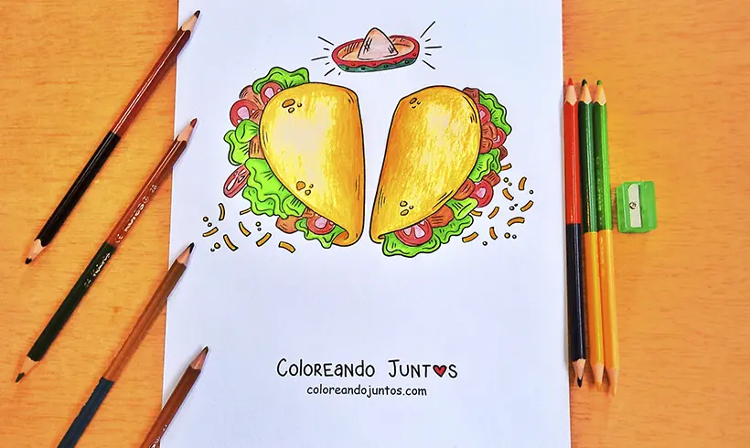 Drawing of tacos colored by Coloring Together
