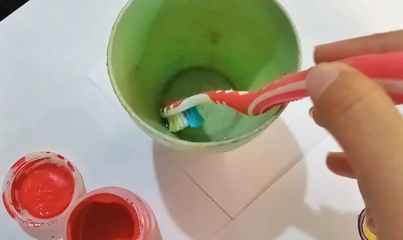 Step 3 for painting with a toothbrush