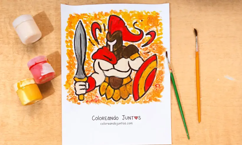 Drawing of the god Ares colored by Coloring Together