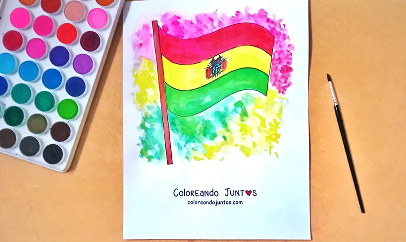 Drawing of the flag of Bolivia colored by Coloring Together