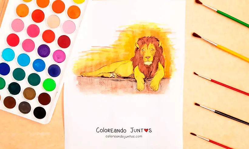 Drawing of a lion colored by Coloring Together