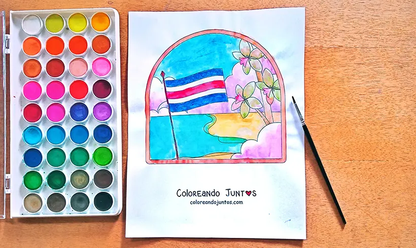 Drawing of the flag of Costa Rica colored by Coloring Together