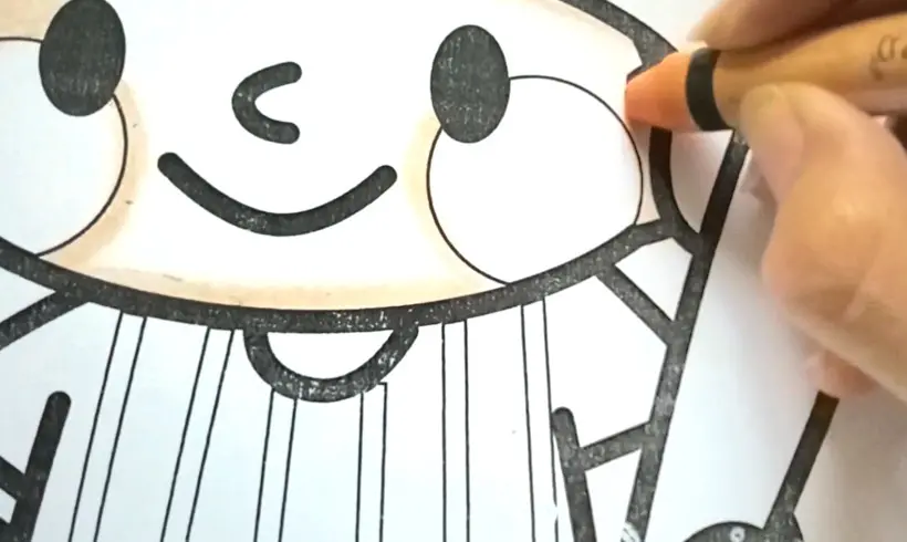 Step 1 for coloring with wax crayons