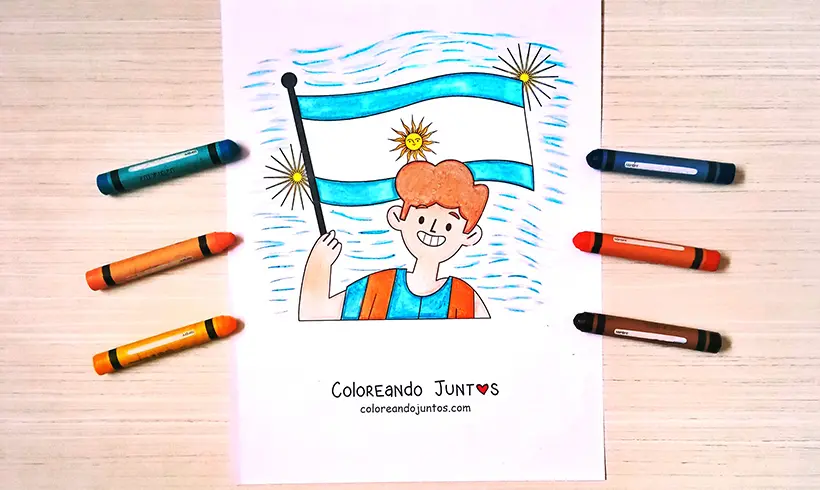 Drawing of the flag of Argentina colored by Coloring Together