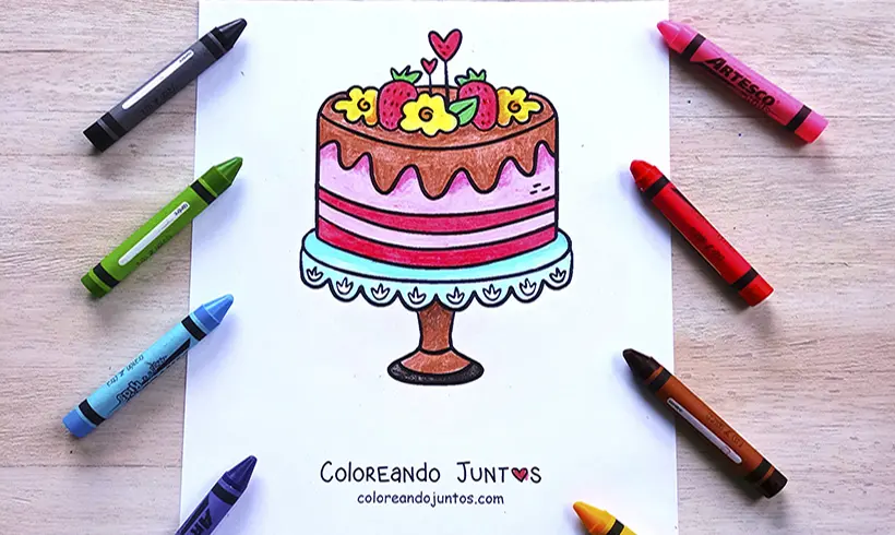 Drawing of a cake colored by Coloring Together
