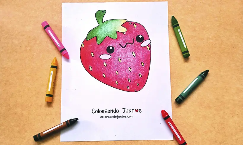Drawing of a strawberry colored by Coloring Together