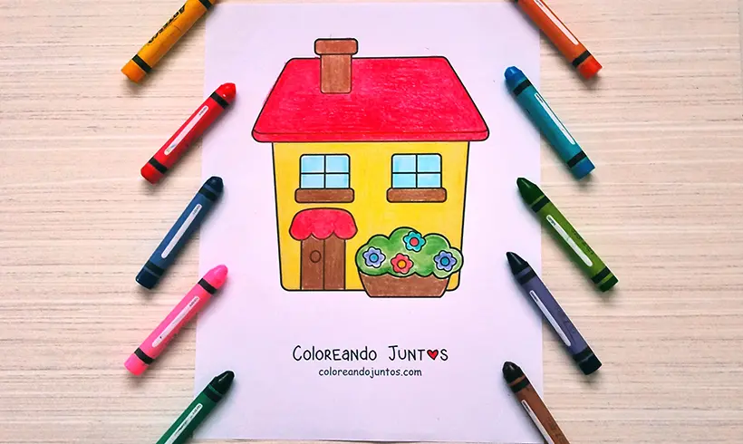 Drawing of a building colored by Coloring Together