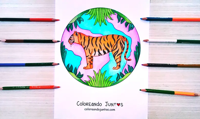 Drawing of a jungle colored by Coloring Together