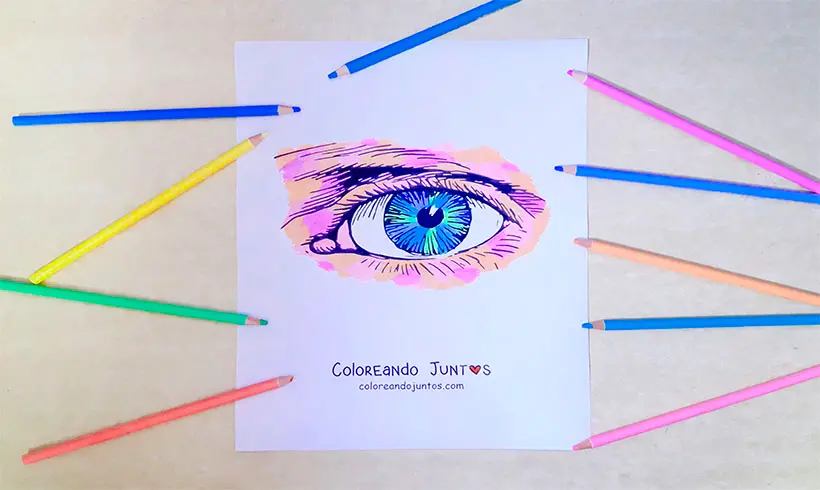 Drawing of an eye colored by Coloring Together