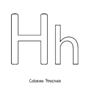 Coloring page of the easy uppercase and lowercase letter h
