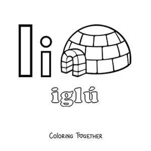 Coloring page of i is for igloo