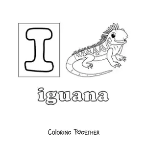 Coloring page of i is for iguana