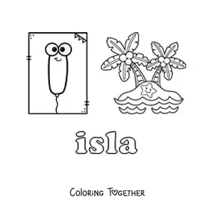 Coloring page of i is for island