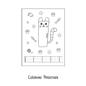 Coloring page of the animated letter i shaped like a cat