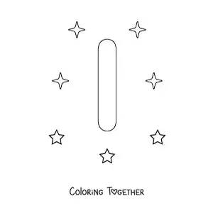 Coloring page of the capital letter i with stars