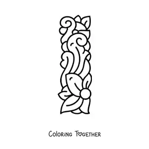 Coloring page of the decorated capital letter i