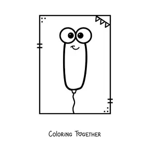 Coloring page of the animated letter i shaped like a balloon
