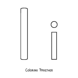 Coloring page of the easy uppercase and lowercase letter i