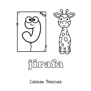 Coloring page of j is for giraffe