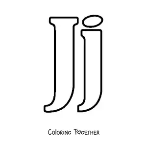 Coloring page of the big uppercase and lowercase letter j