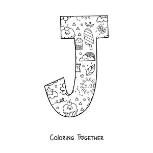 Coloring page of the cartoon letter j