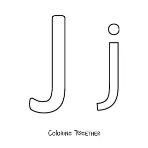 Coloring page of the easy uppercase and lowercase letter j