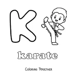 Coloring page of k is for karate