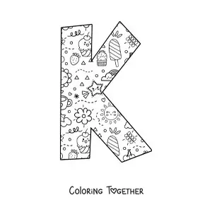 Coloring page of the cartoon letter k